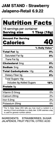 Strawberry Jalapeño jam nutrition facts